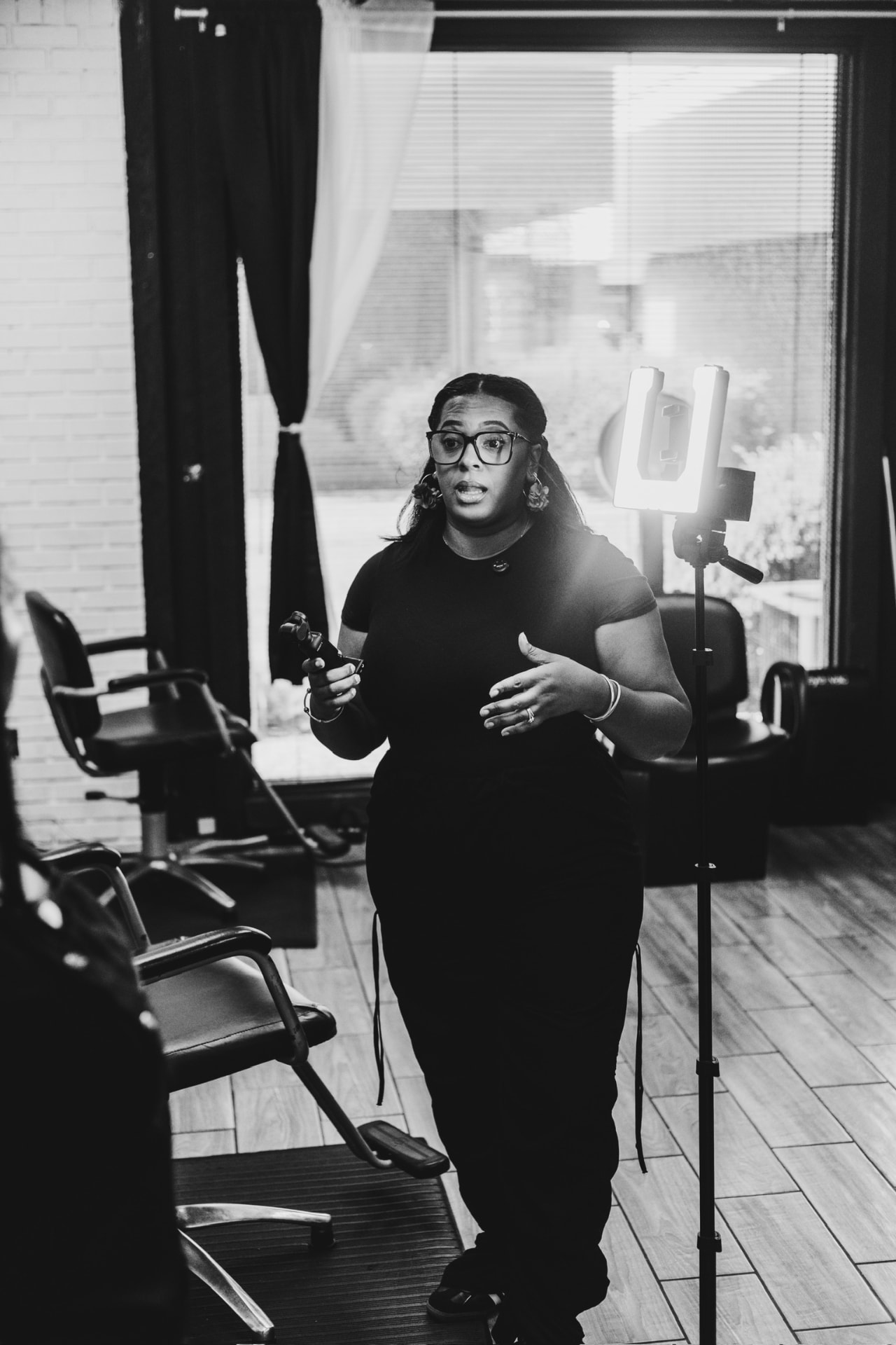 Danielle directing on set during a production day